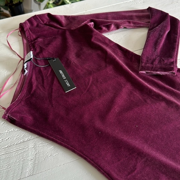 Another story velvet ruched side arm body suit high stretch XS - Picture 2 of 6
